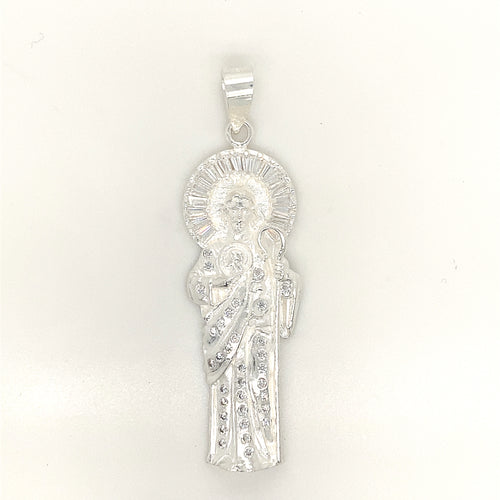 Sterling Silver Pendant Saint Jude with Cz