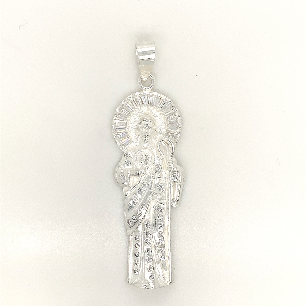Sterling Silver Pendant Saint Jude with Cz