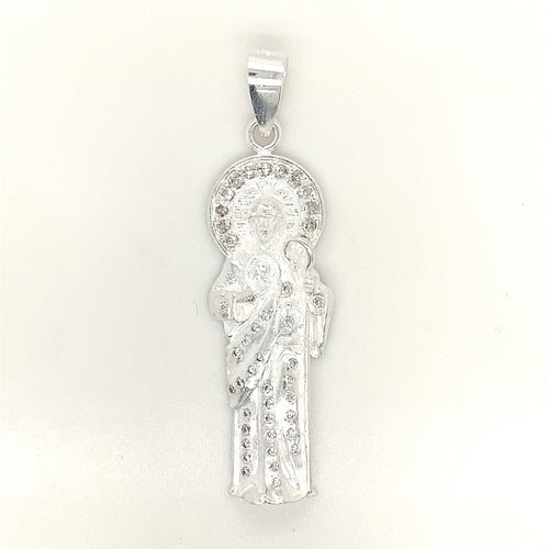 Sterling Silver Pendant Saint Jude with Cz