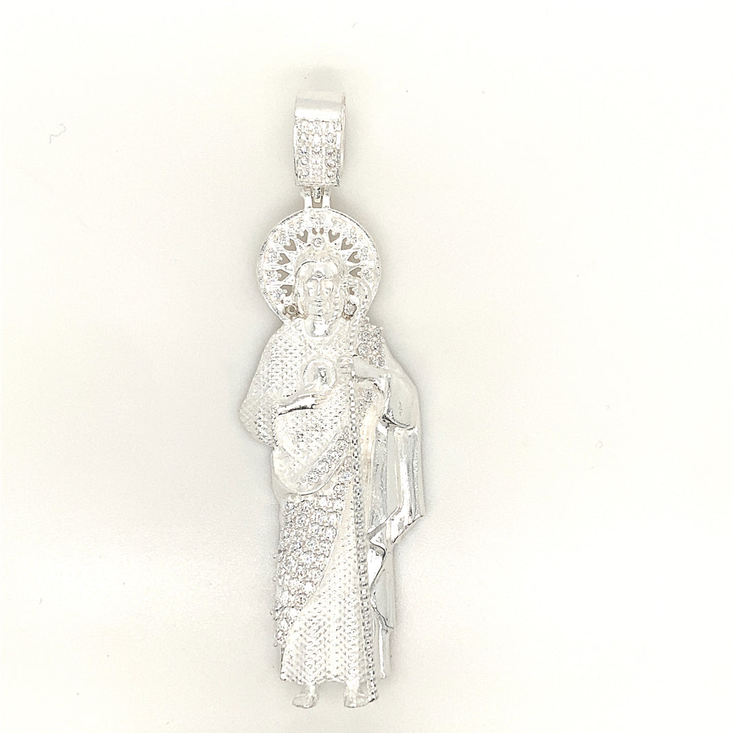 Sterling Silver Pendant Saint Jude with Cz