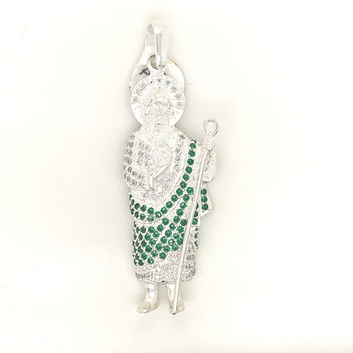 Sterling Silver Pendant Saint Jude with Cz