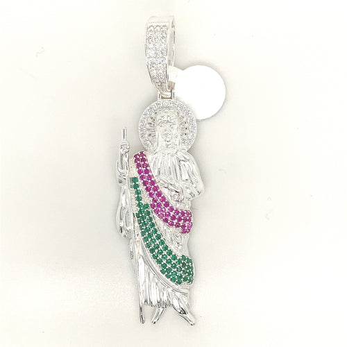 Sterling Silver Pendant Saint Jude with Cz