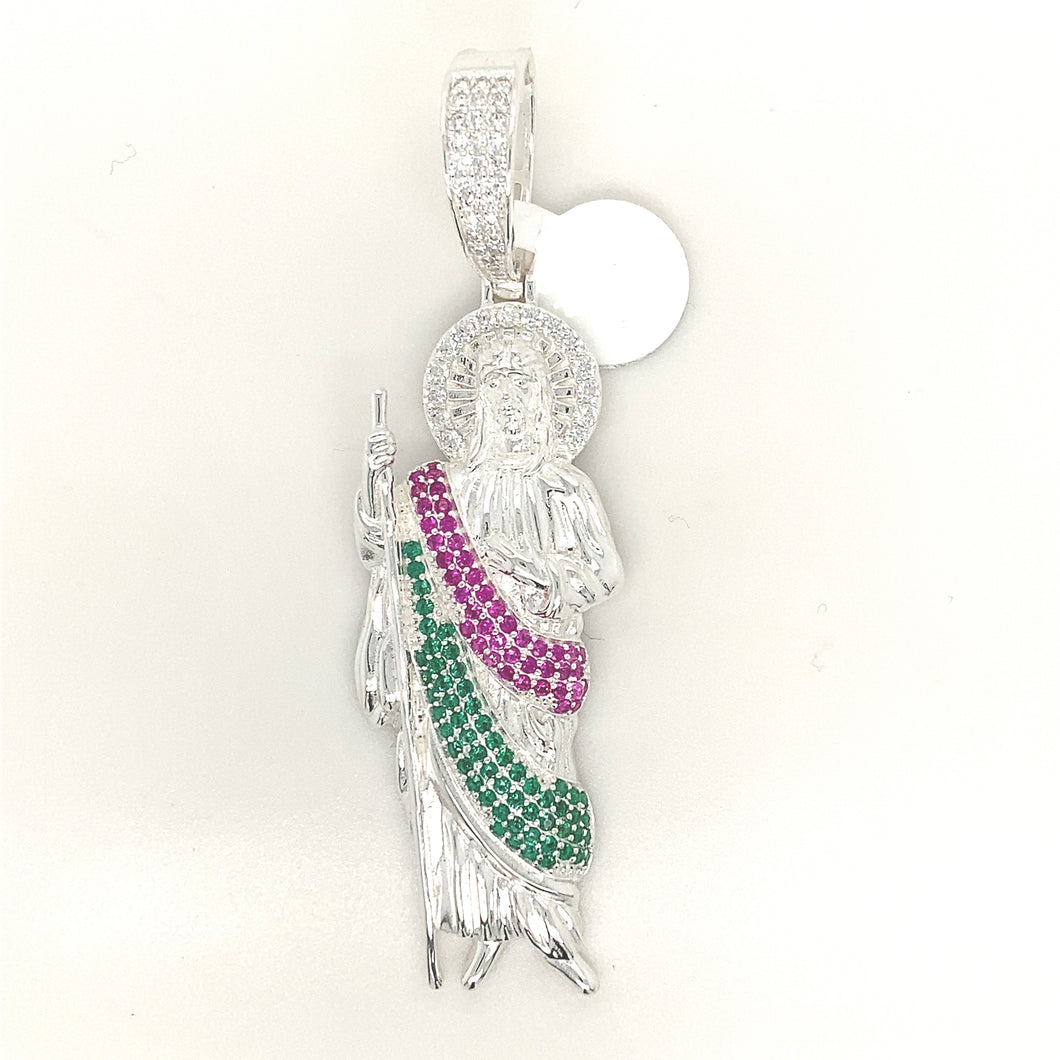 Sterling Silver Pendant Saint Jude with Cz