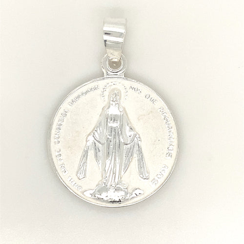 Sterling Silver Pendant Holy Mother Virgin Mary & Marian Cross