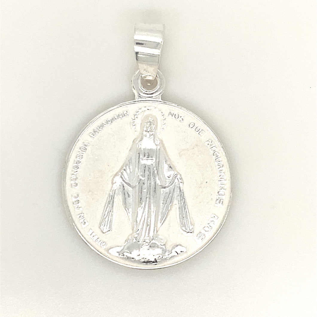 Sterling Silver Pendant Holy Mother Virgin Mary & Marian Cross