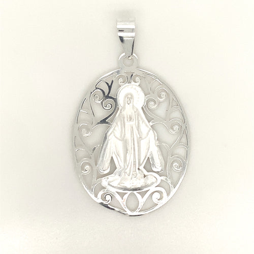 Sterling Silver Pendant Holy Mother Virgin Mary