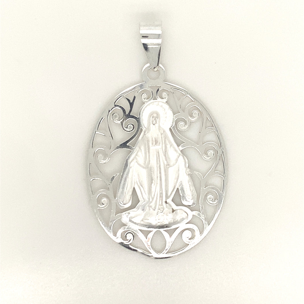 Sterling Silver Pendant Holy Mother Virgin Mary