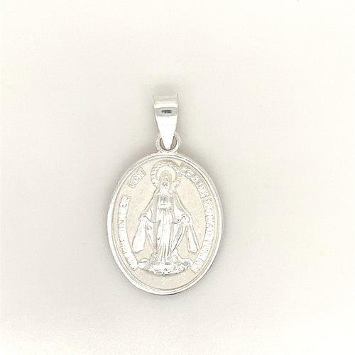 Sterling Silver Pendant Holy Mother Virgin Mary and Marian Cross