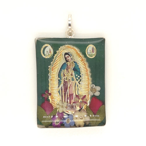 Sterling Silver Pendant Our Lady of Guadalupe Encapsulated
