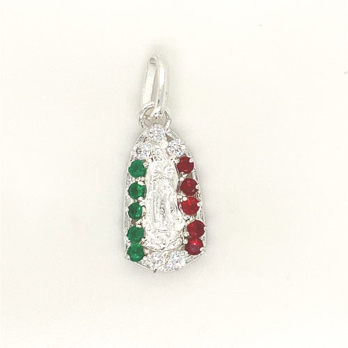 Sterling Silver Pendant Our Lady of Guadalupe with Cz
