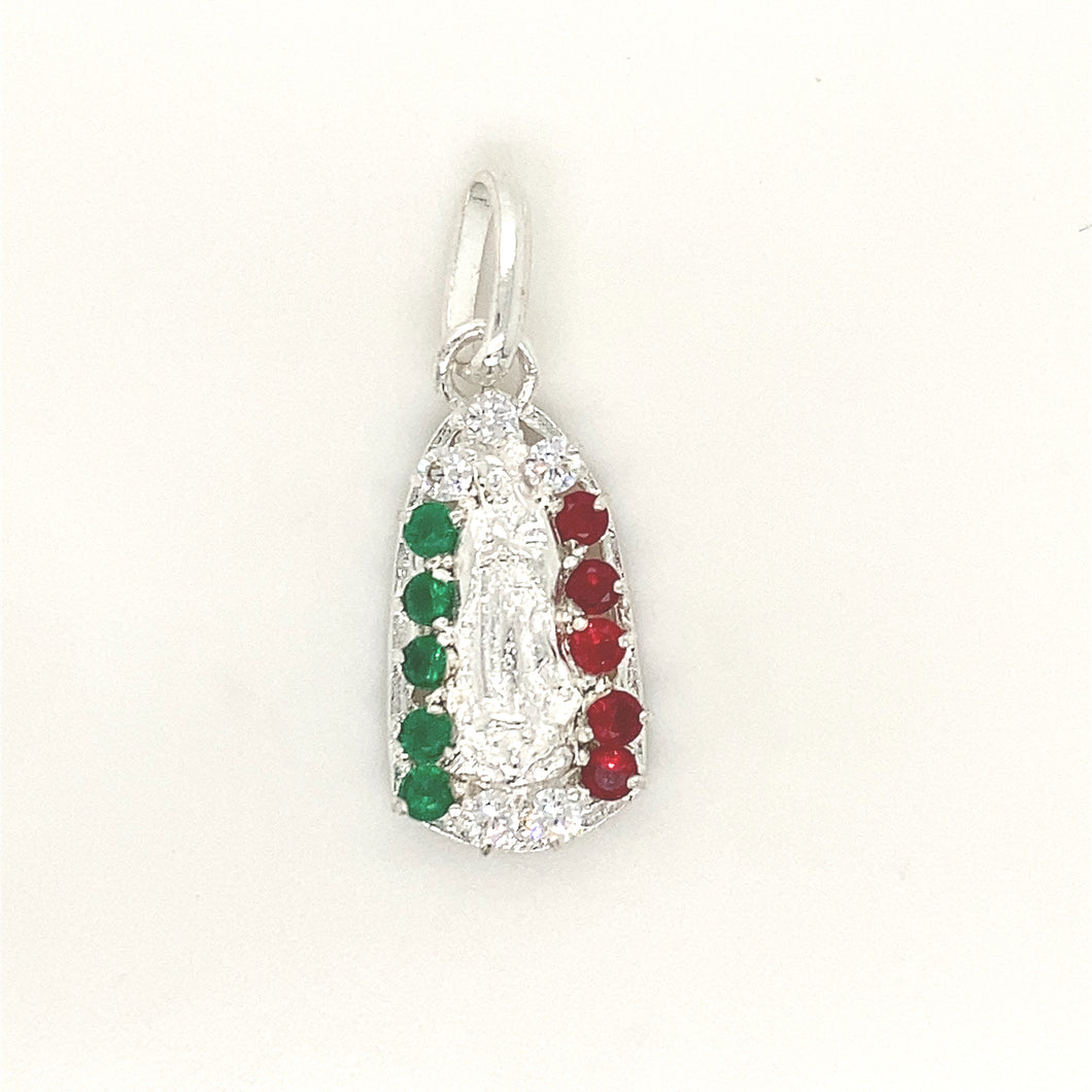 Sterling Silver Pendant Our Lady of Guadalupe with Cz