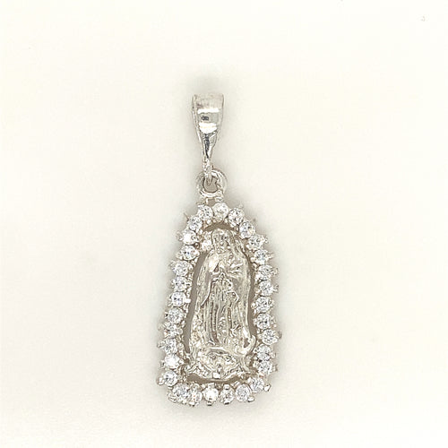 Sterling Silver Pendant Our Lady of Guadalupe with Cz