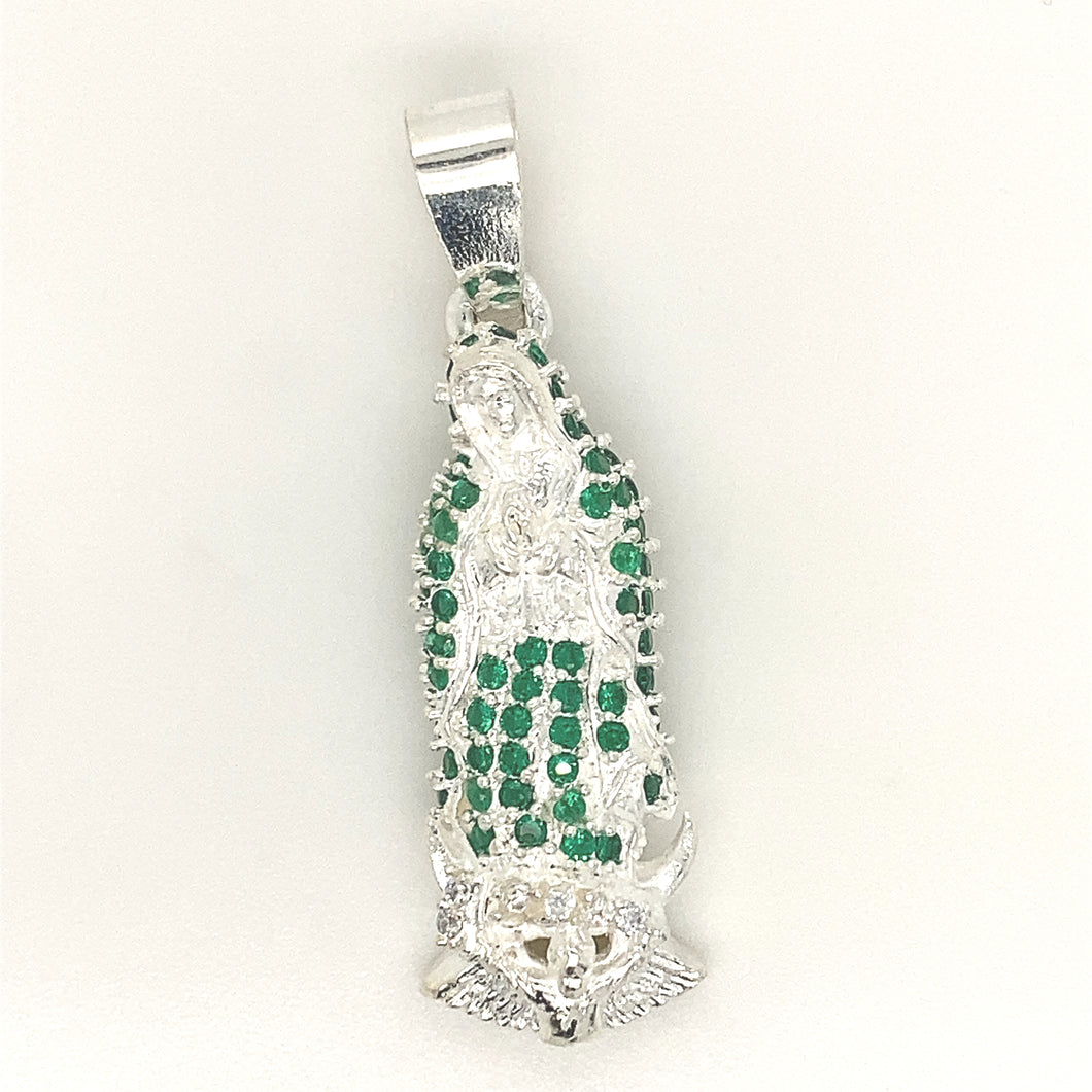 Sterling Silver Pendant Our Lady of Guadalupe with Cz