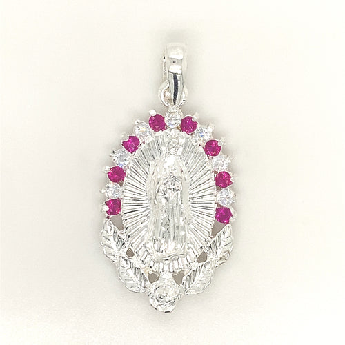 Sterling Silver Pendant Our lady of Guadalupe with Cz