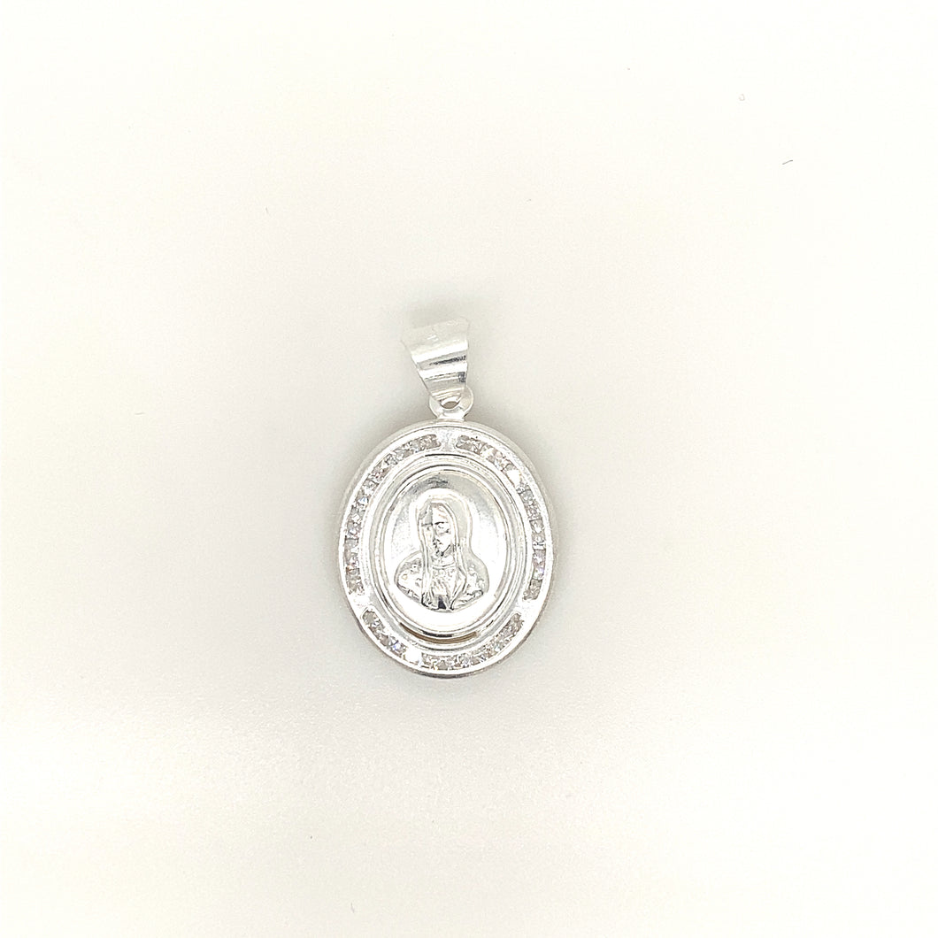 Sterling Silver Pendant Our Lady of Guadalupe with Cz
