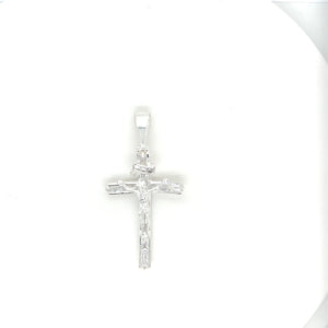 Sterling Silver Pendant Crucifix Cross with Cz