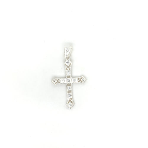 Sterling Silver Pendant Cross with Cz