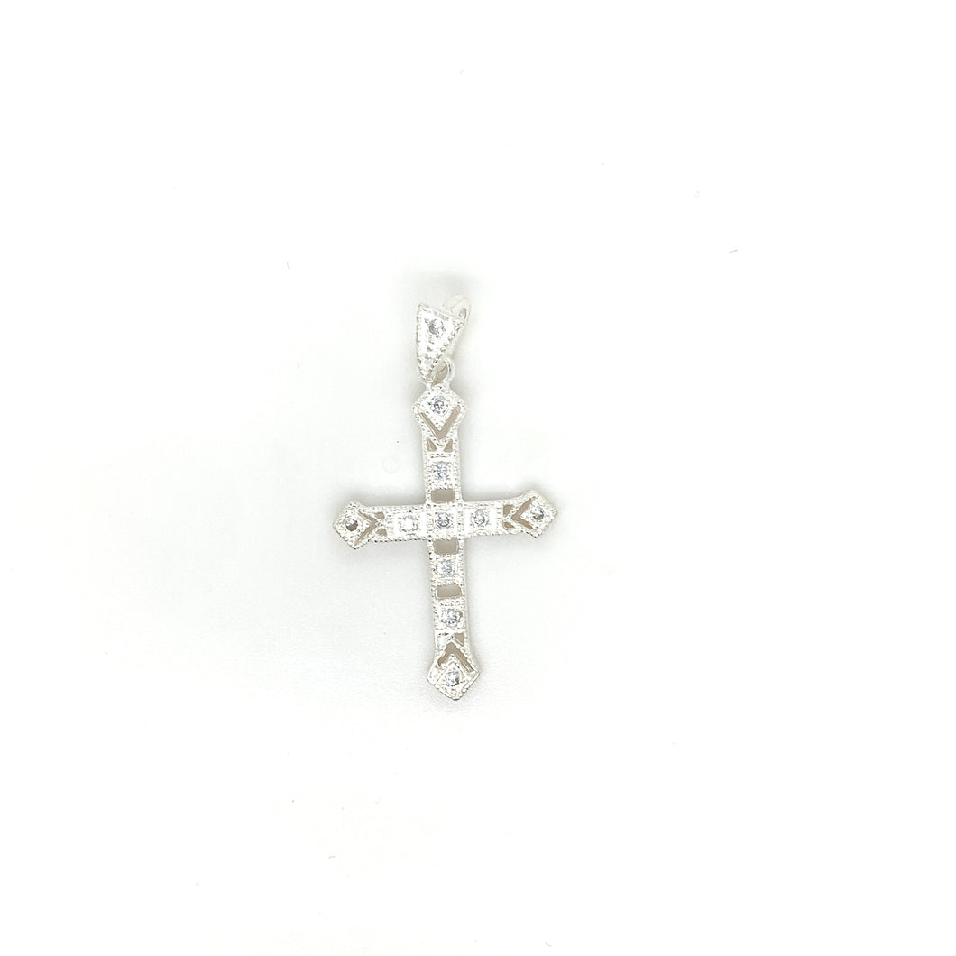 Sterling Silver Pendant Cross with Cz