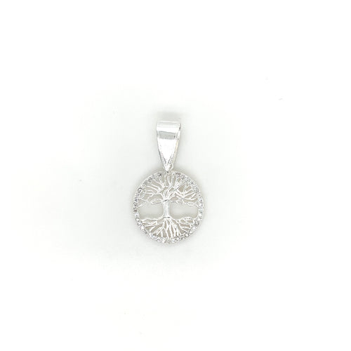 Sterling Silver Pendant Tree of Life with Cz