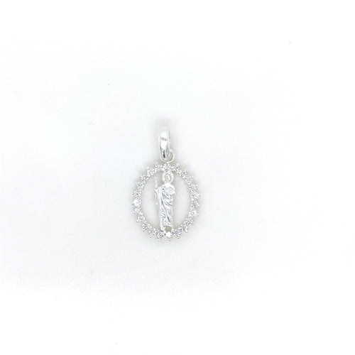 Sterling Silver pendant Saint Jude with Cz
