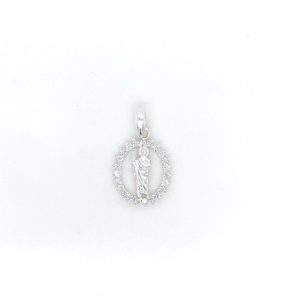 Sterling Silver pendant Saint Jude with Cz