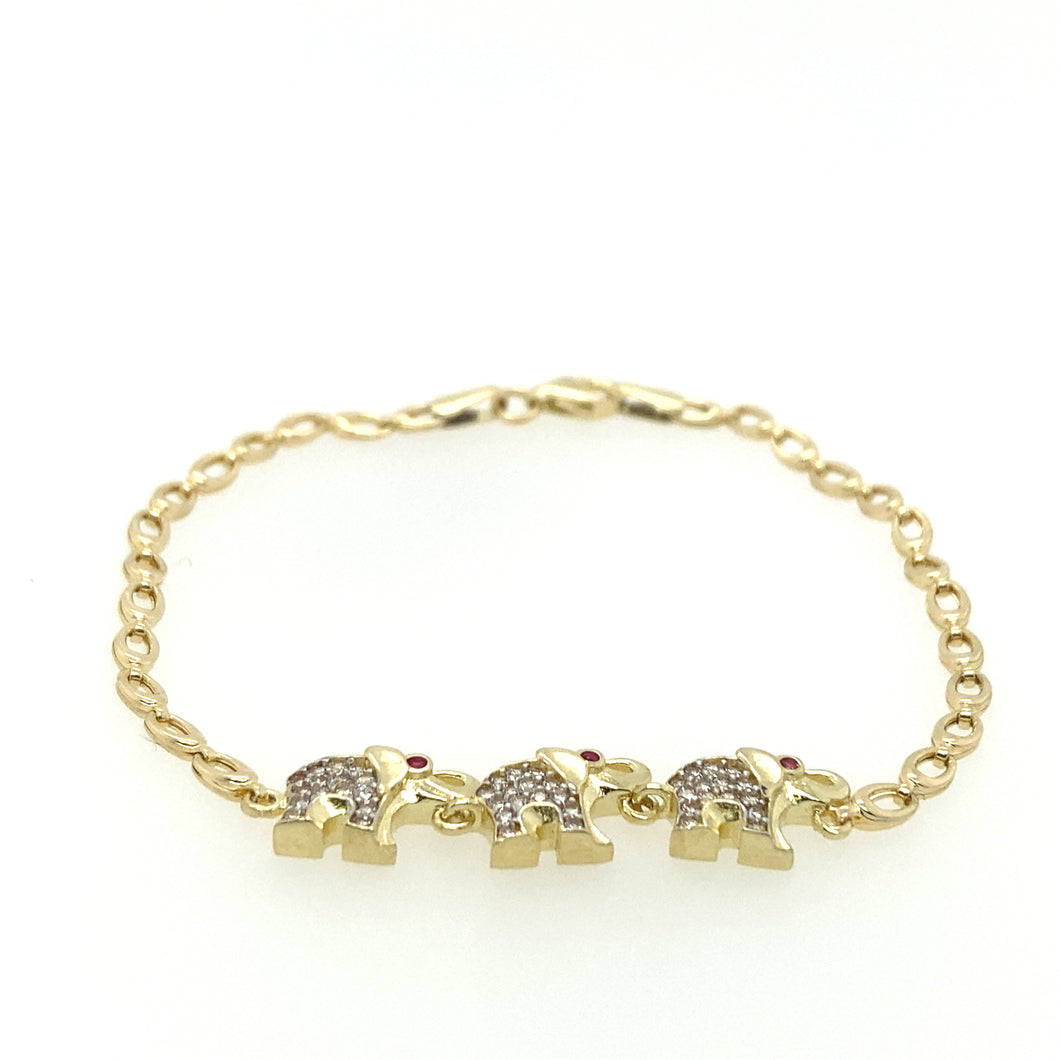 10k Gold Cuban Elephant Cz Link Bracelet