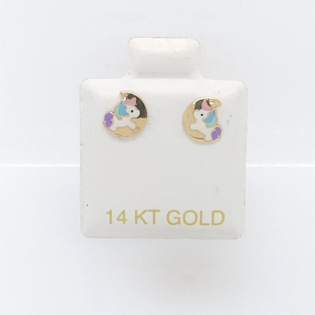 14k Unicorn Earrings Studs