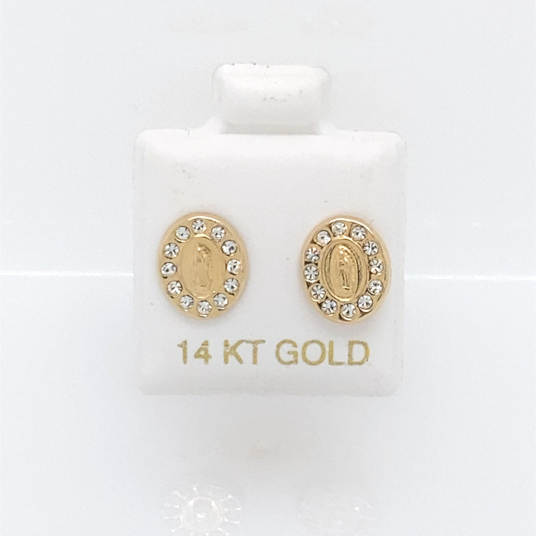 14k Our Lady of Guadalupe Cz Earrings Studs