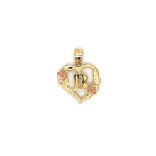 Load image into Gallery viewer, 14k Gold Heart Letter with Flowers Pendant