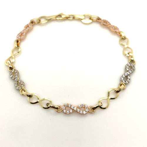 10k Gold Infinity Cz Bracelet