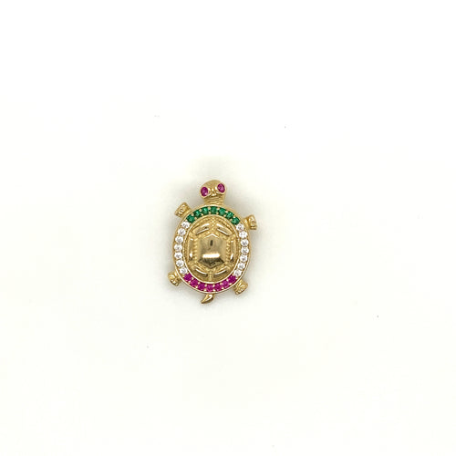 10k Gold Turtle Cz Pendant