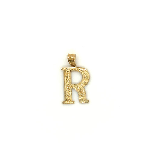 10k Gold Letter R Pendant
