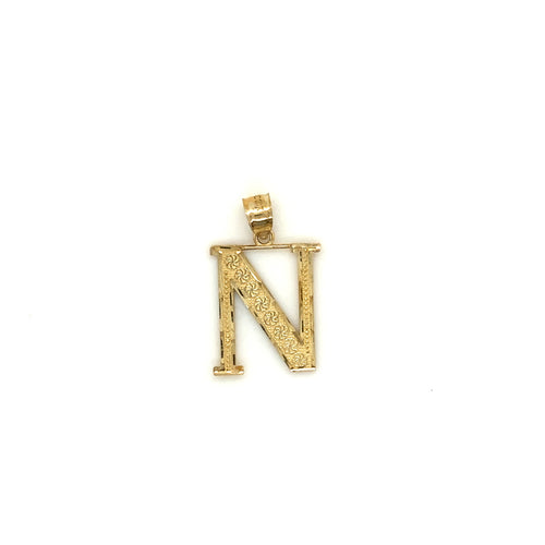 10k Gold Letter N Pendant