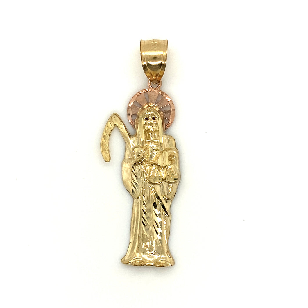 10k Gold Santa Muerte Pendant