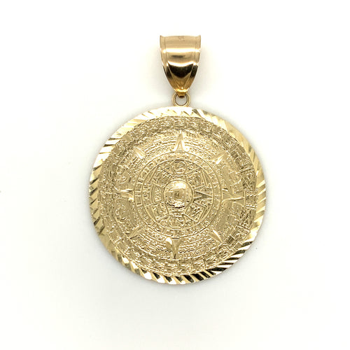 14k Gold Aztec Calendar Pendant