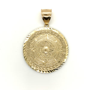 14k Gold Aztec Calendar Pendant