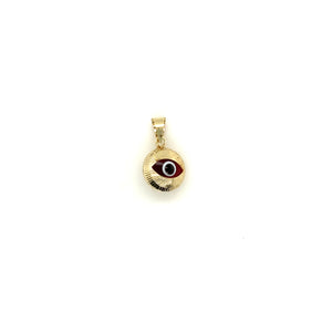 14k Gold Red Evil Eye Pendant