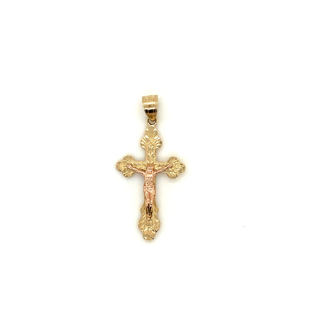 14k Gold Cross Christ Pendant