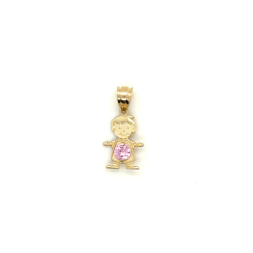 14k Gold Boy October Birthstone Cz Pendant