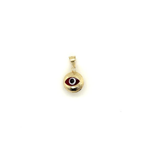 14k Gold Red Evil Eye Pendant