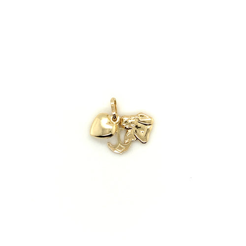 14k Gold Angel with Heart and Anchor Pendant