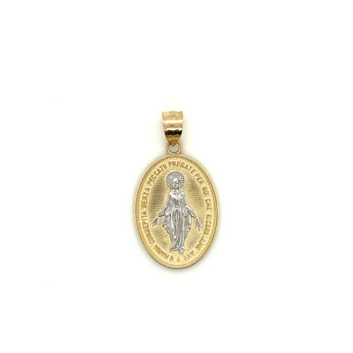 14k Gold Virgin Mary Cross Pendant