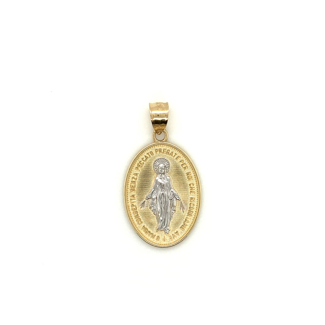 14k Gold Virgin Mary Cross Pendant