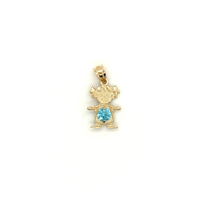 14k Gold Girl Birthstone Cz Pendant