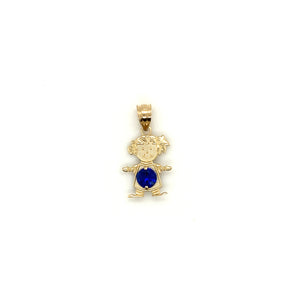 14k Gold Girl Birthstone Cz Pendant