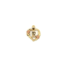 Load image into Gallery viewer, 14k Gold Heart Letter with Flowers Pendant