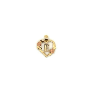 14k Gold Heart Letter with Flowers Pendant