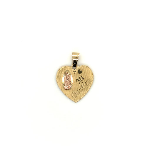 14k Gold Our Lady of Guadalupe Heart My Baptism Pendant