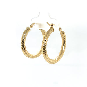 10k Gold Diamond Cut Hoops