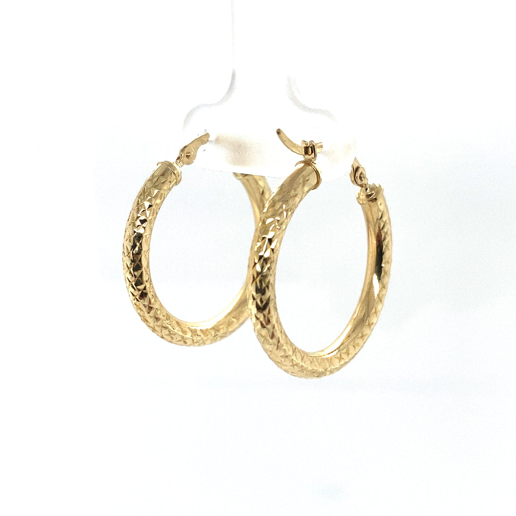10k Gold Diamond Cut Hoops